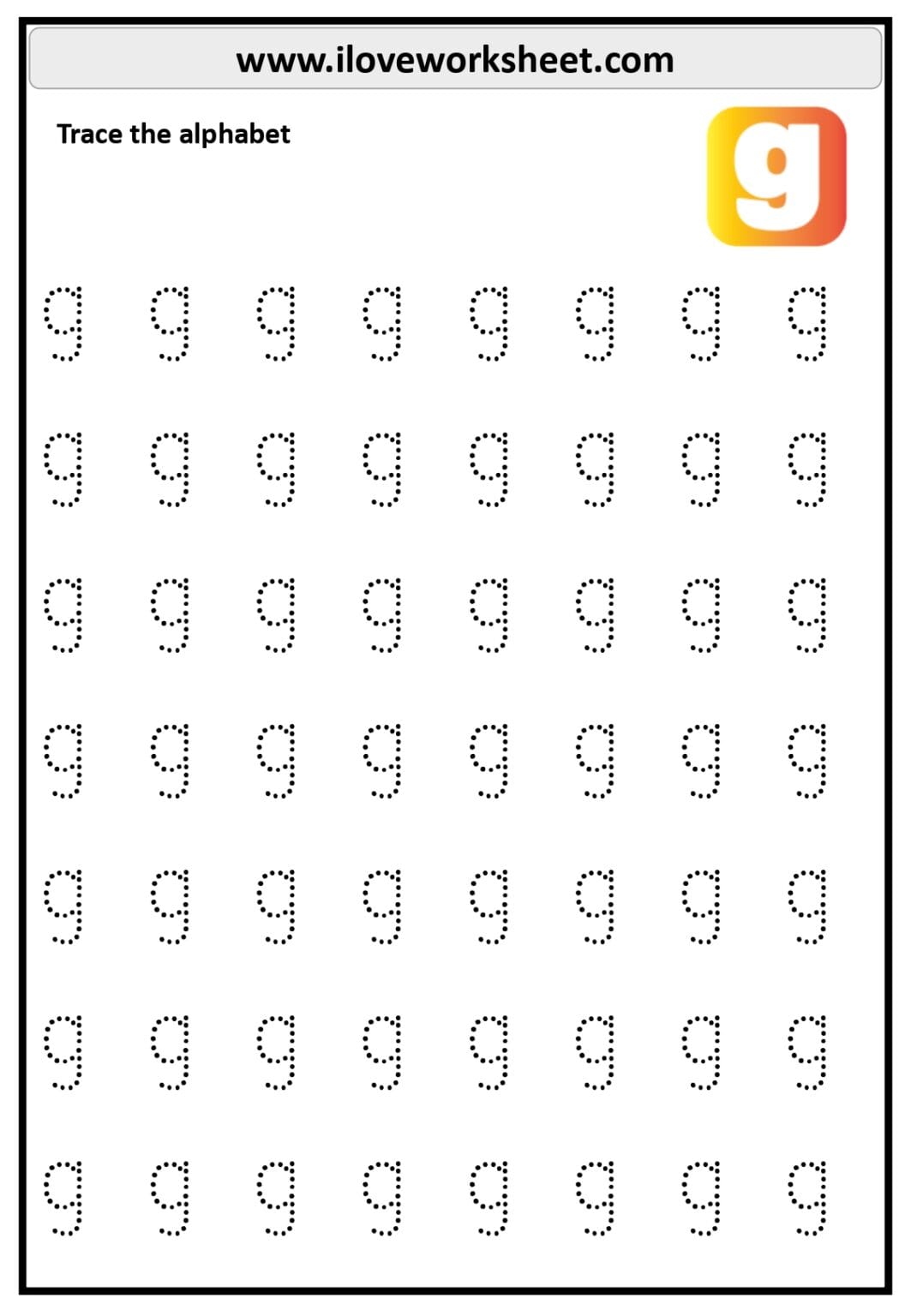 Kindergarten lowercase a to z tracing free PDF - I Love Worksheet