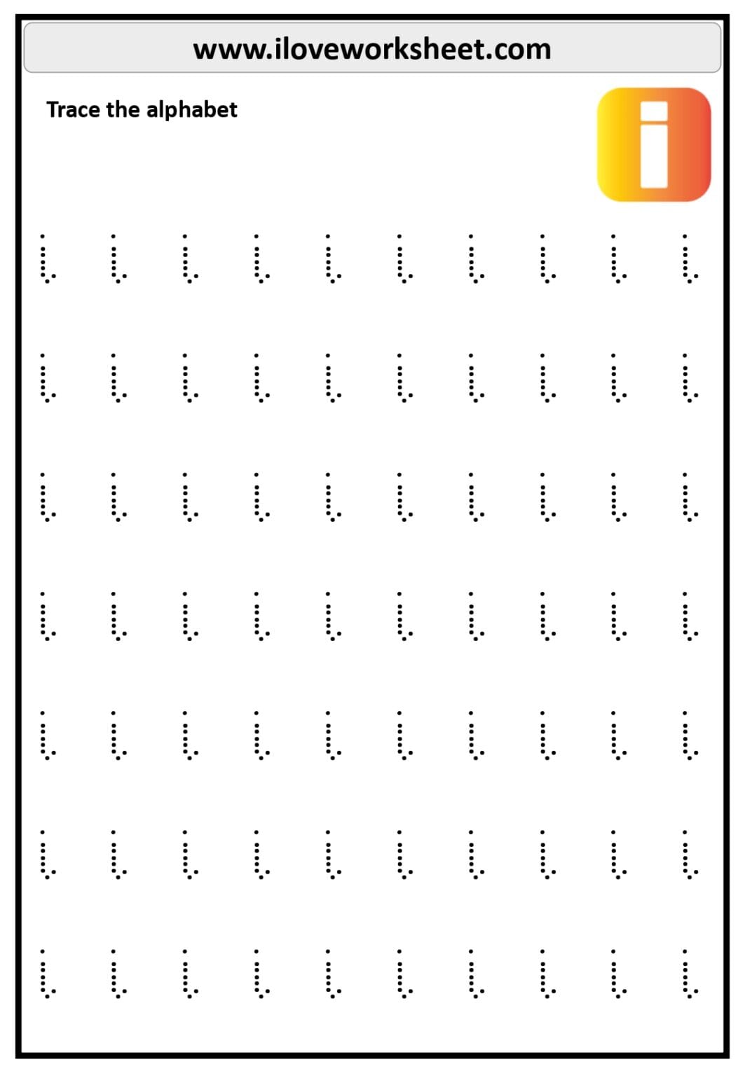 Kindergarten lowercase a to z tracing free PDF - I Love Worksheet