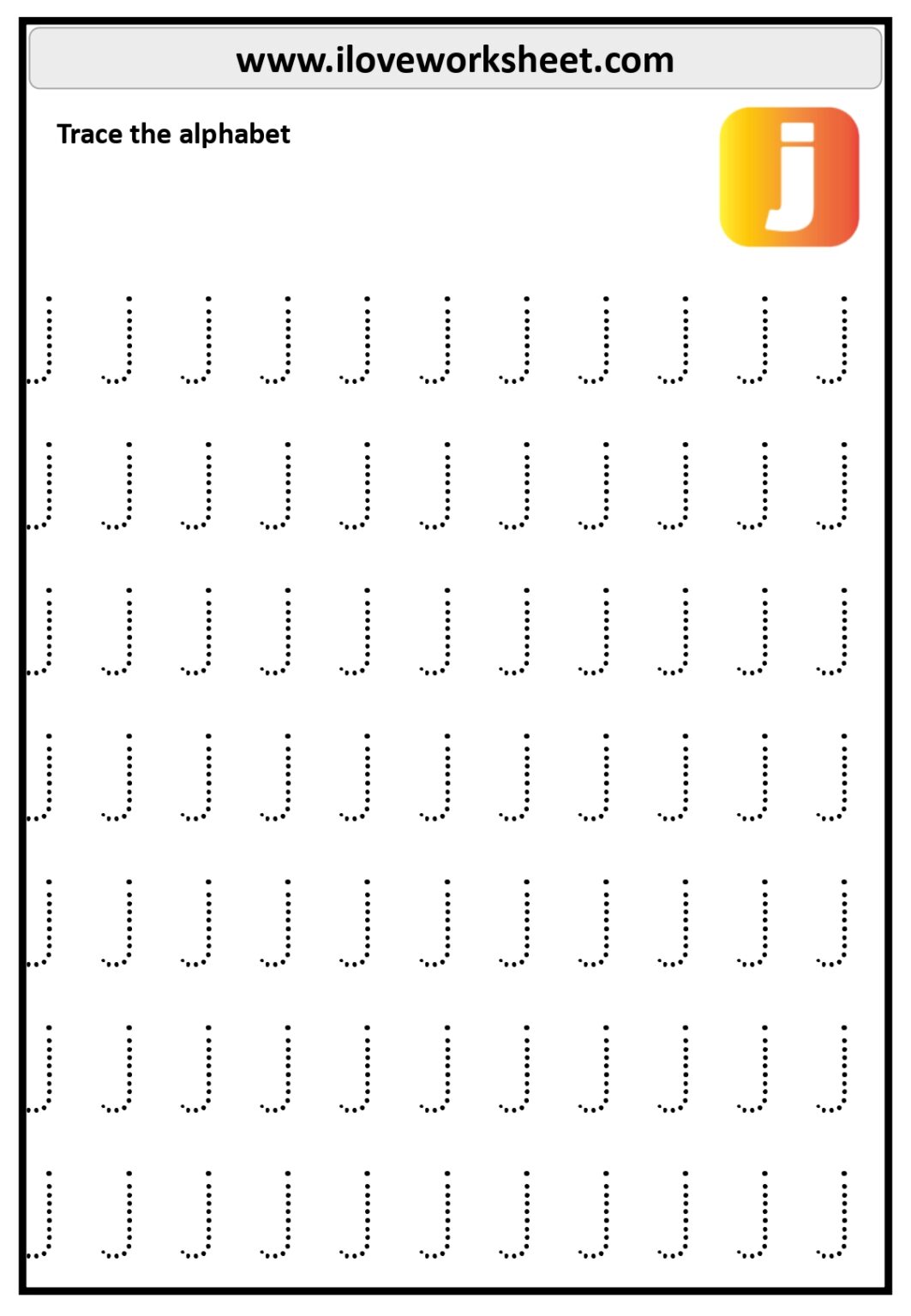 Kindergarten lowercase a to z tracing free PDF - I Love Worksheet
