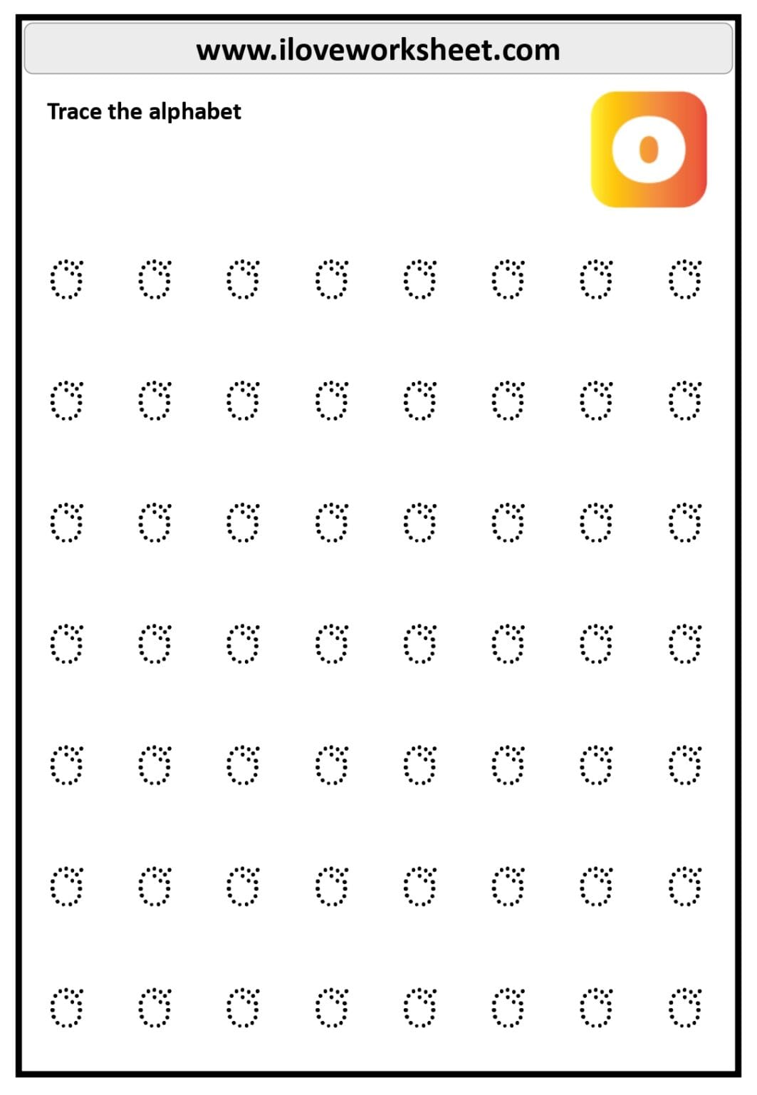 Kindergarten lowercase a to z tracing free PDF - I Love Worksheet