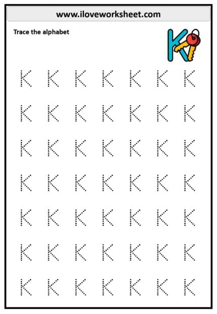 Uppercase A to Z tracing free PDF - I Love Worksheet